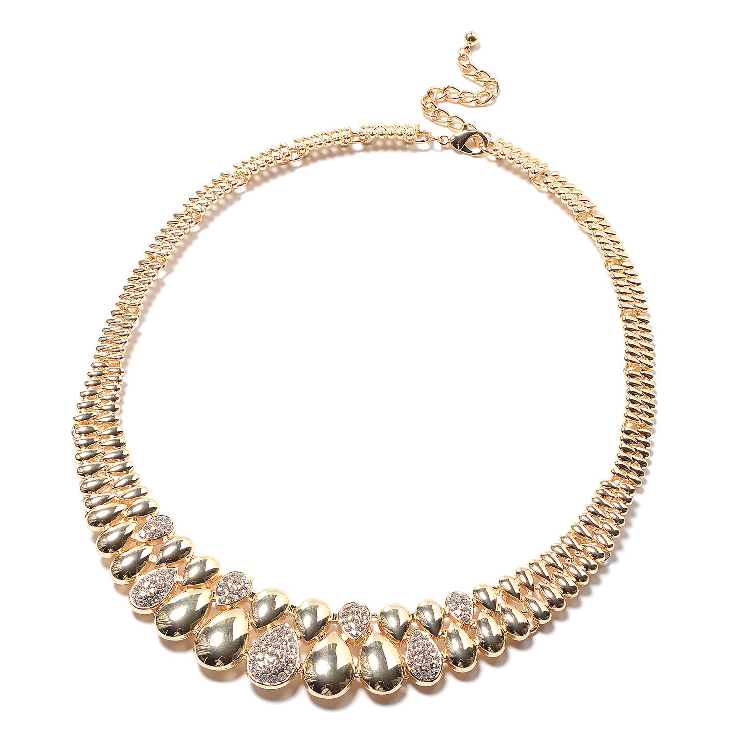 White Austrian Crystal Necklace (Size - 20 with 2 inch Extender) in Gold Tone