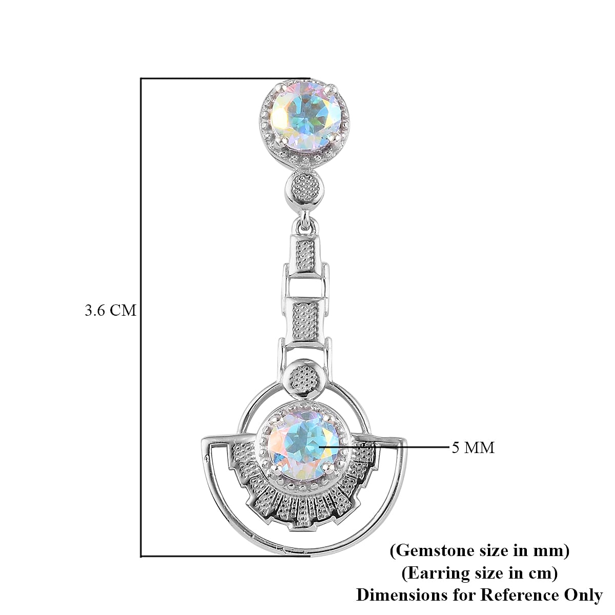 Mercury Mystic Topaz Earrings (with Push Back) in Platinum Overlay Sterling Silver 2.25 Ct, Silver wt 5.11 Gms