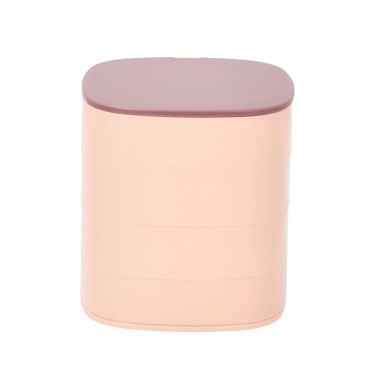 360 Degree Rotatable Four Layer Jewellery Organiser with Mirror (Size 11x12cm) - Dusty Pink and Plum