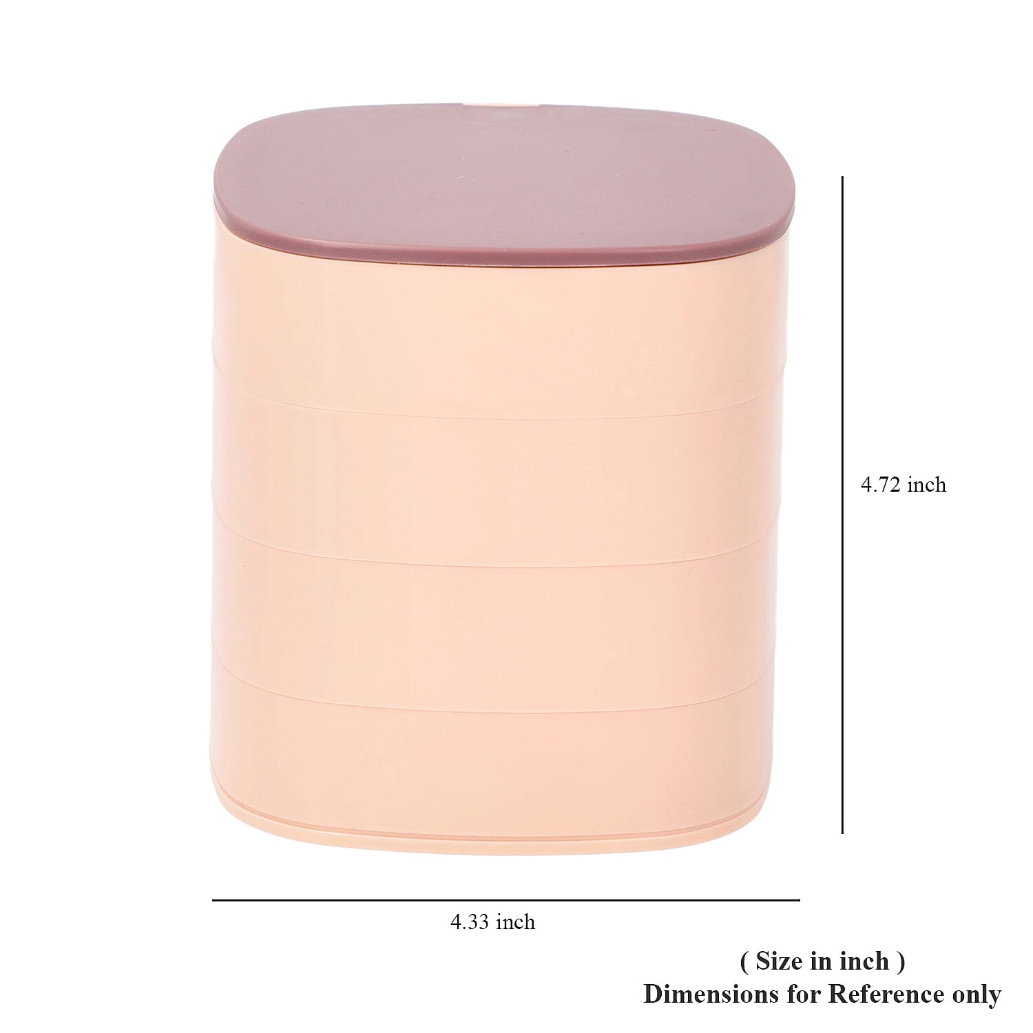 360 Degree Rotatable Four Layer Jewellery Organiser with Mirror (Size 11x12cm) - Dusty Pink and Plum