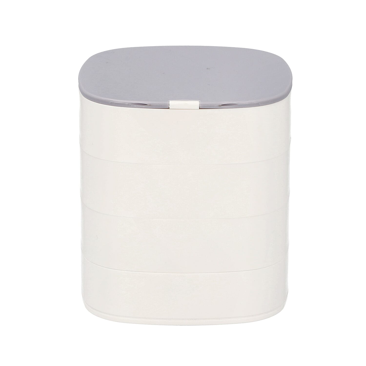 360 Degree Rotatable Four Layer Jewellery Organiser with Mirror (Size 11x12cm) - Grey & White