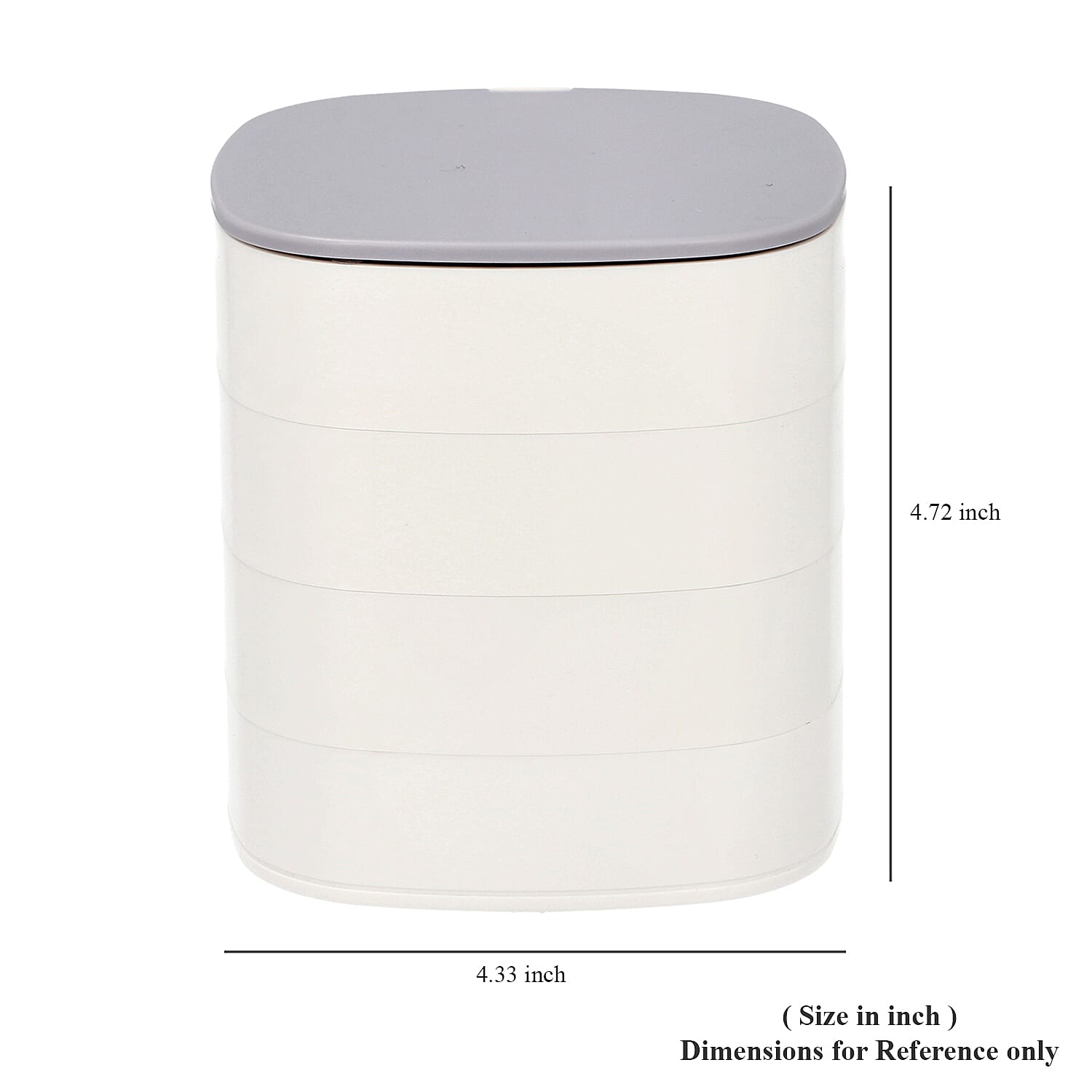 360 Degree Rotatable Four Layer Jewellery Organiser with Mirror (Size 11x12cm) - Grey & White