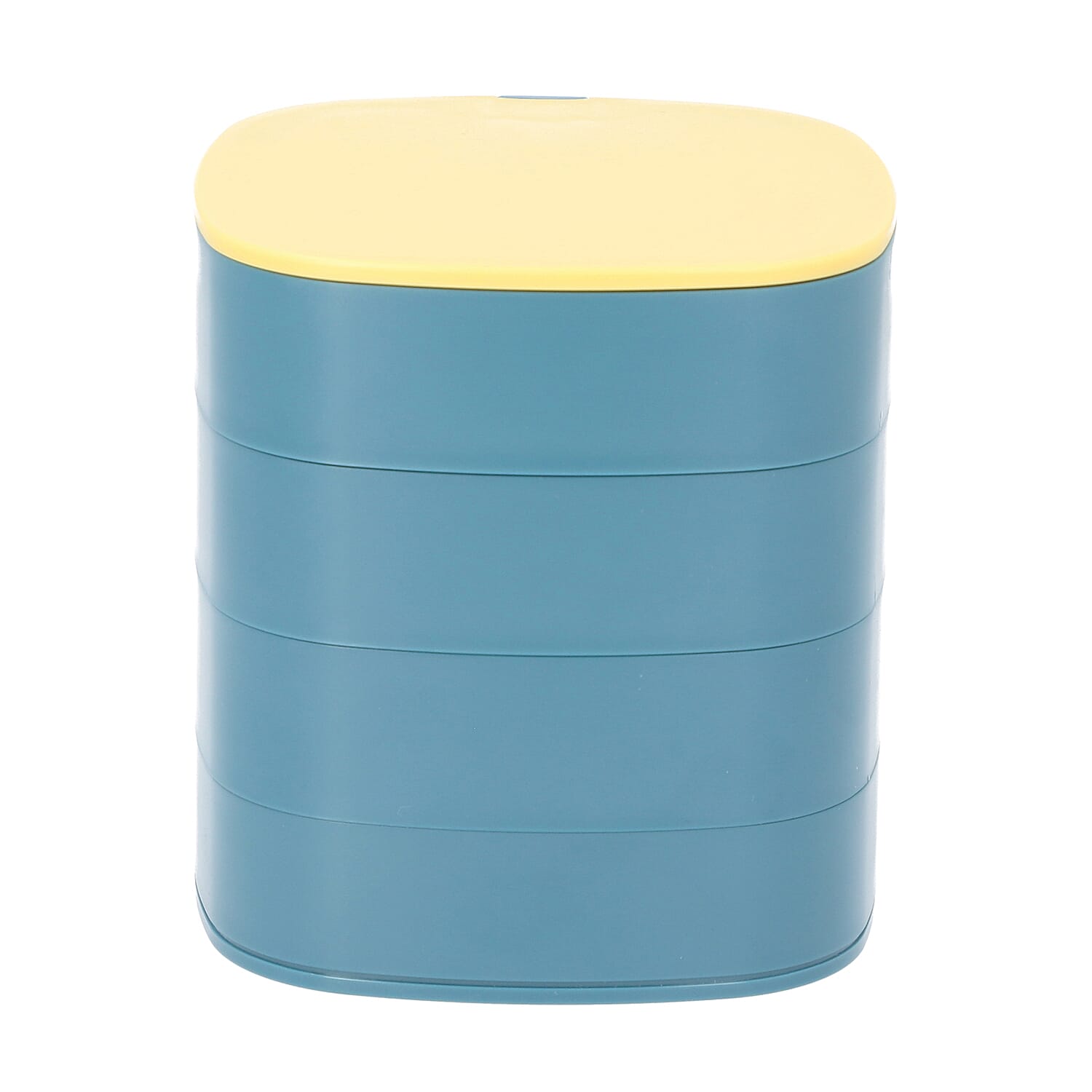 360 Degree Rotatable Four Layer Jewellery Organiser with Mirror (Size 11x12cm) - Blue and Mustard