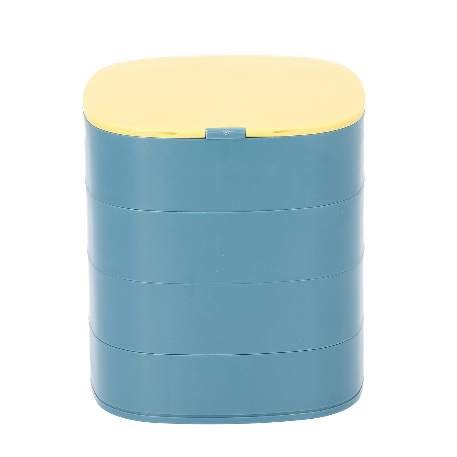 360 Degree Rotatable Four Layer Jewellery Organiser with Mirror (Size 11x12cm) - Blue and Mustard