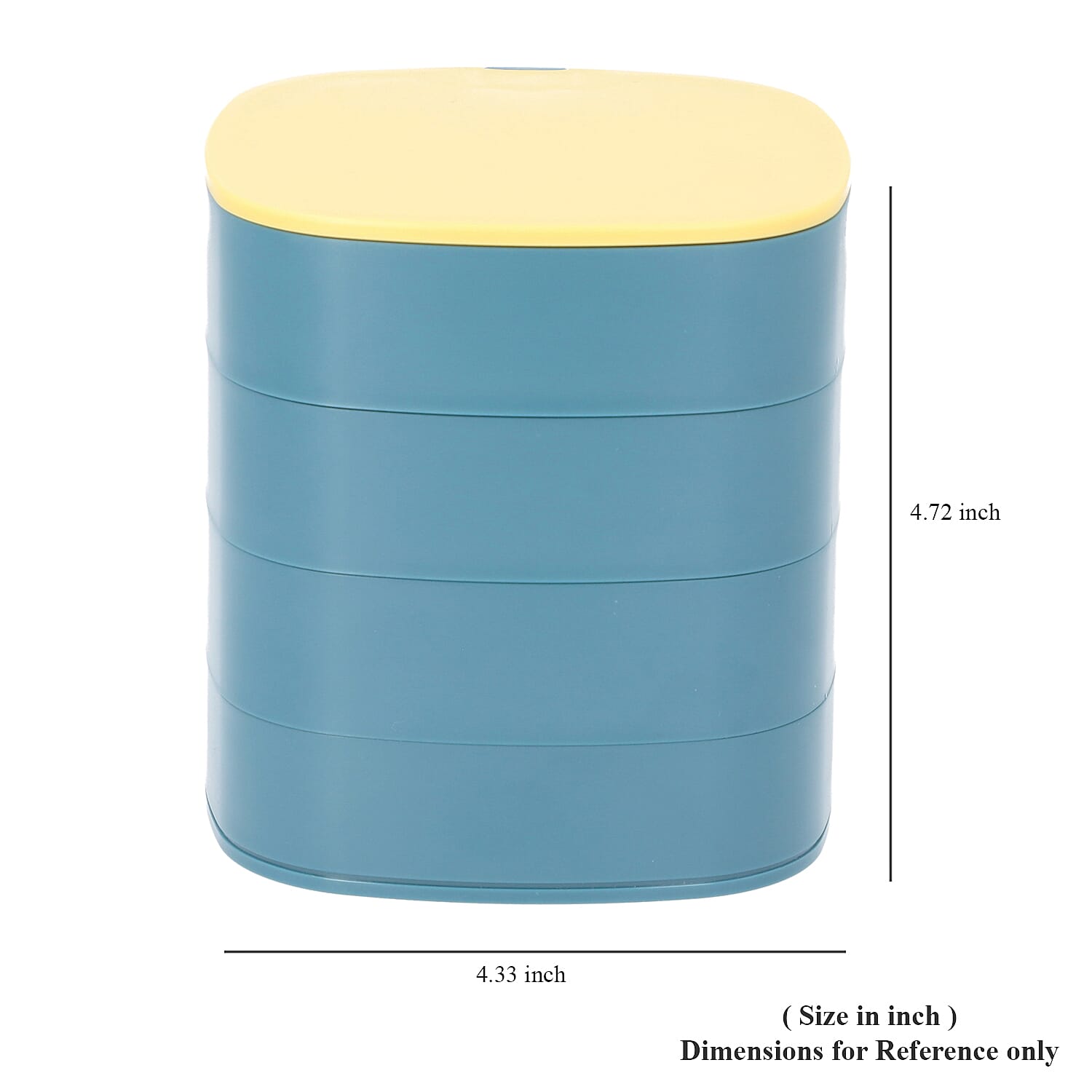 360 Degree Rotatable Four Layer Jewellery Organiser with Mirror (Size 11x12cm) - Blue and Mustard