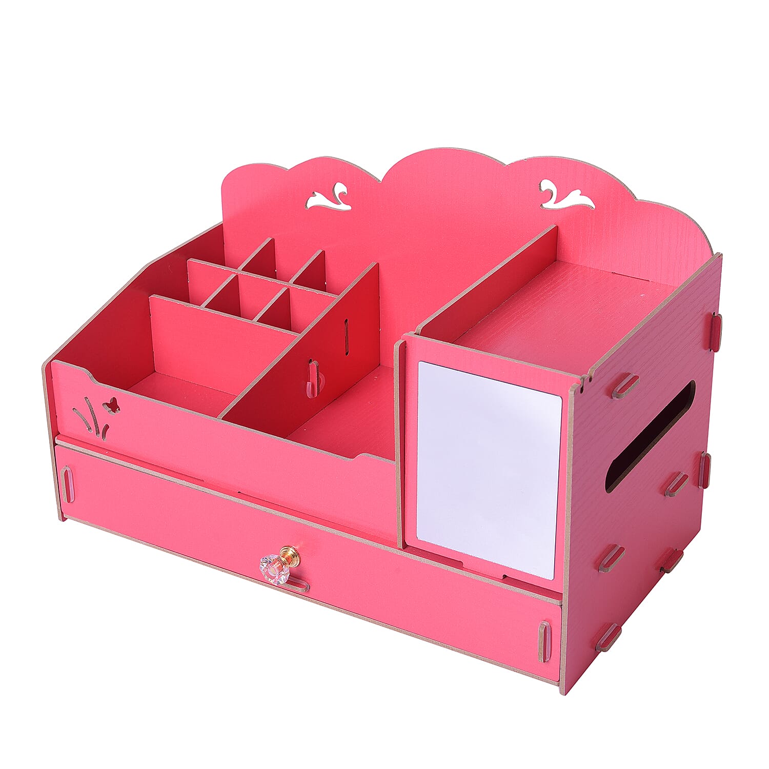 DIY Jewellery and Cosmetic Organiser with Mirror (36x19.5x23cm) - Red
