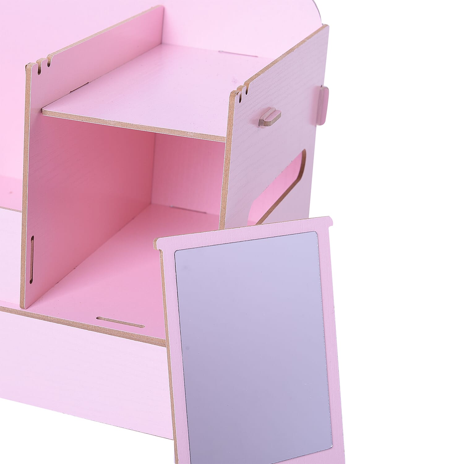 DIY Jewellery and Cosmetic Organiser with Mirror (36x19.5x23cm) - Light Pink