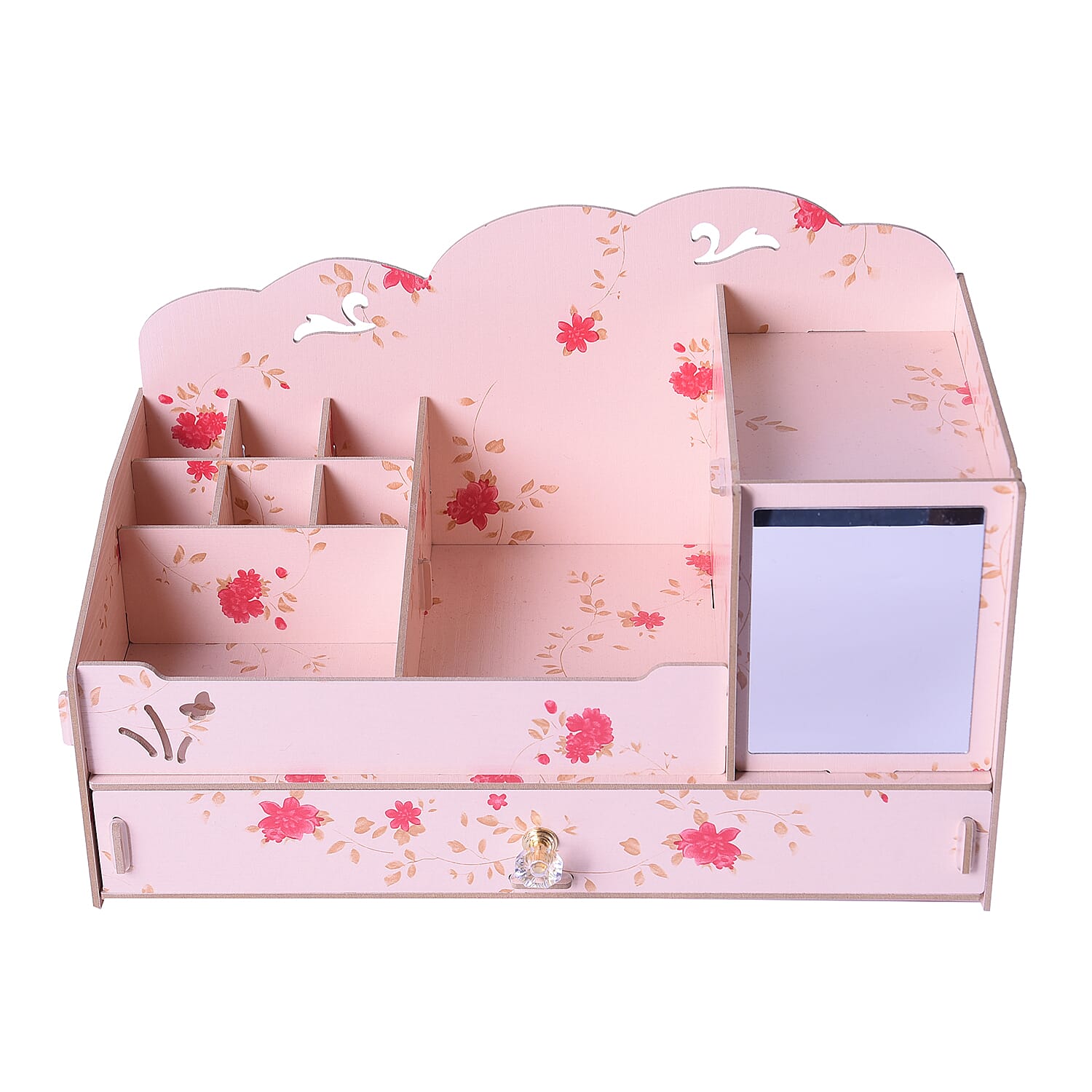 DIY Jewellery and Cosmetic Organiser with Mirror (36x19.5x23cm) - Peach Colour