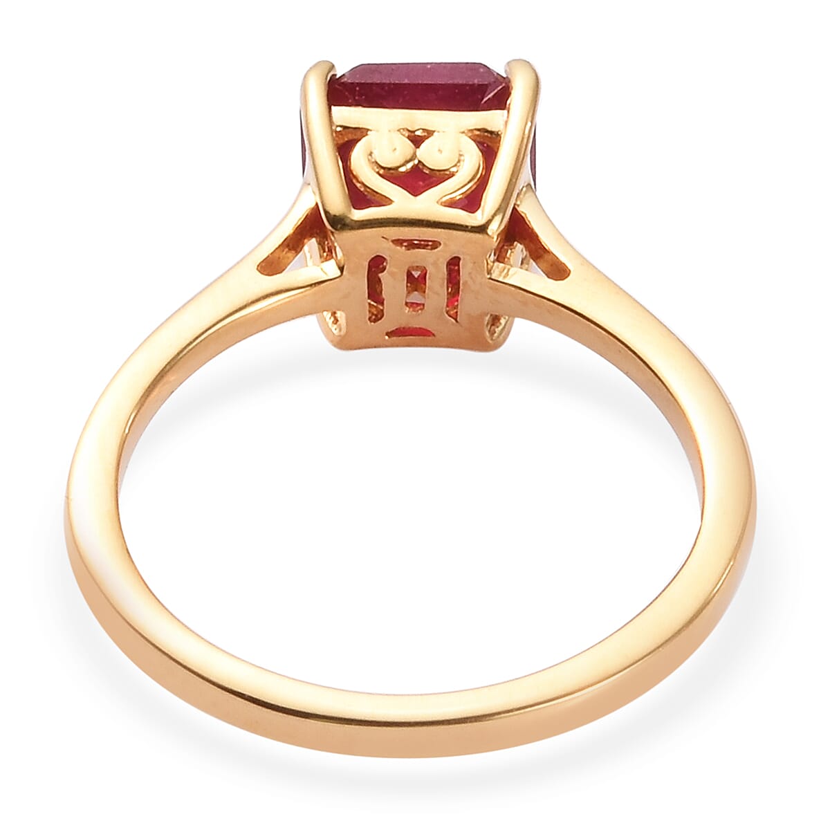 African Ruby (FF) (Asscher Cut) Solitaire Ring in 14K Gold Overlay Sterling Silver 2.58 Ct.