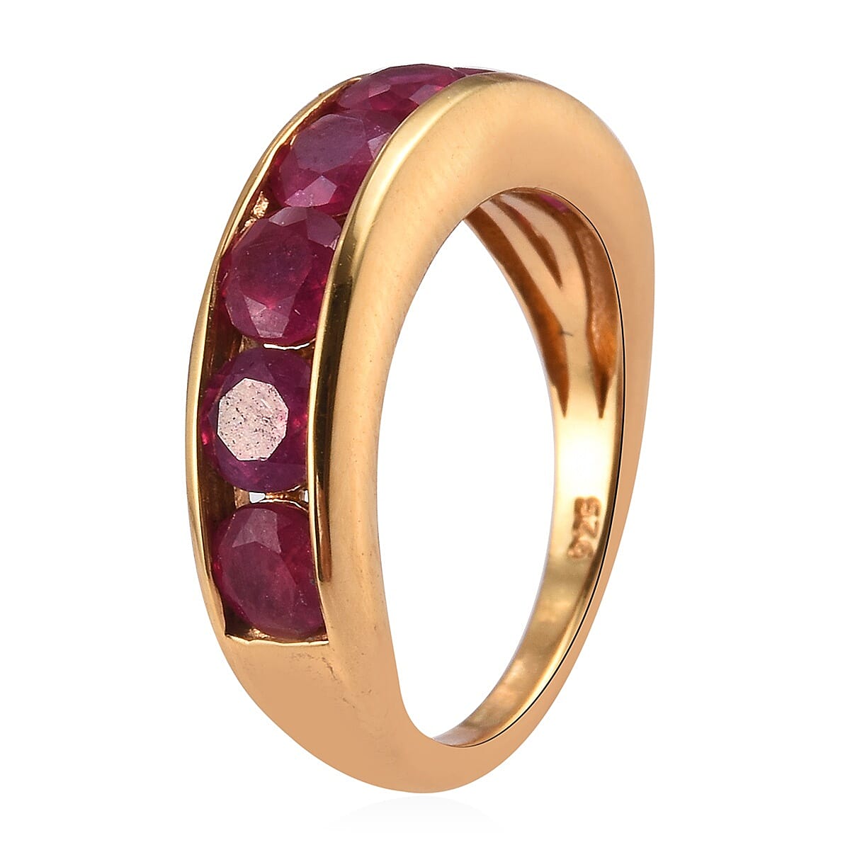 African Ruby (FF) Half Eternity Band Ring in 14K Gold Overlay Sterling Silver 2.60 Ct.