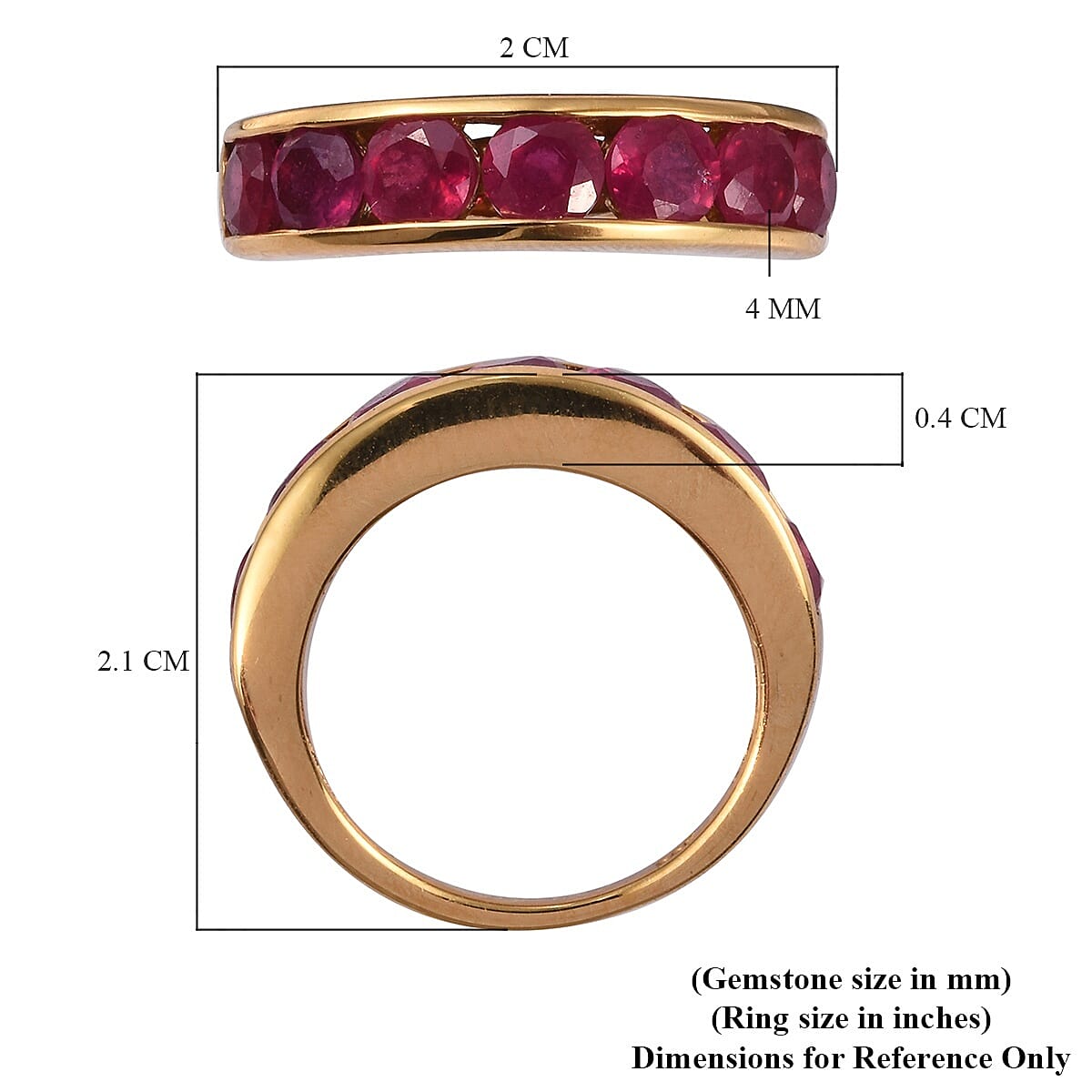 African Ruby (FF) Half Eternity Band Ring in 14K Gold Overlay Sterling Silver 2.60 Ct.
