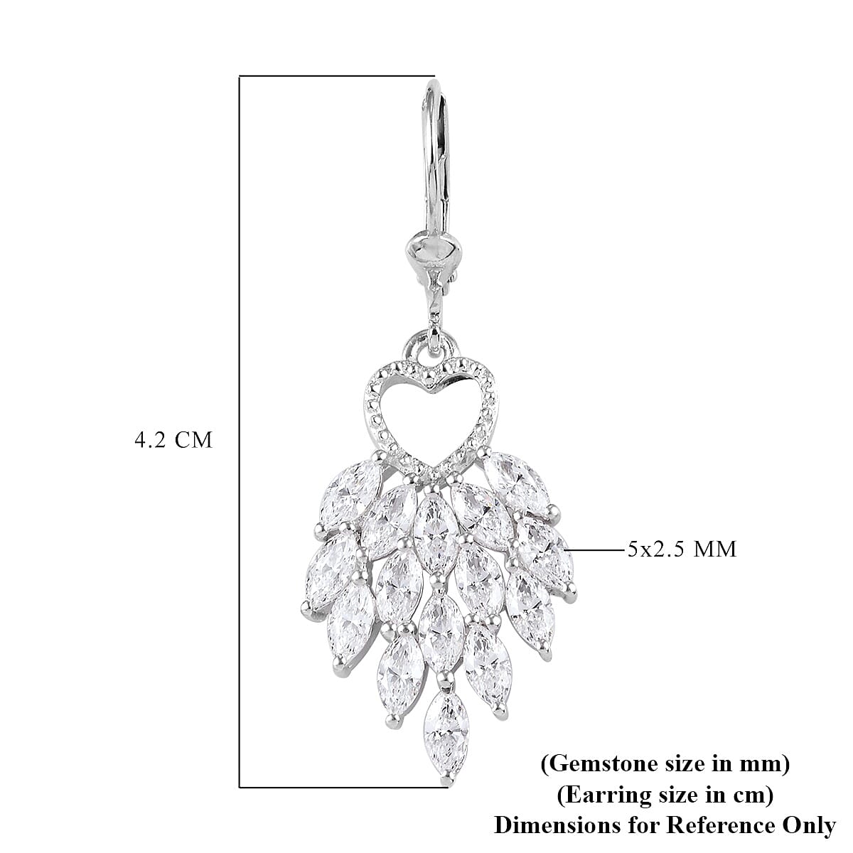 Lustro Stella Platinum Overlay Sterling Silver Lever Back Dangle Earrings Made with Finest CZ 6.45 Ct.