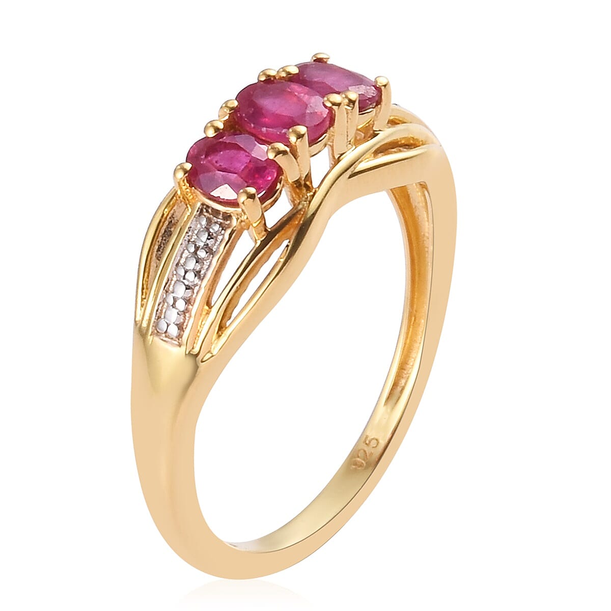 African Ruby Ring in 14K Gold and Platinum Overlay Sterling Silver