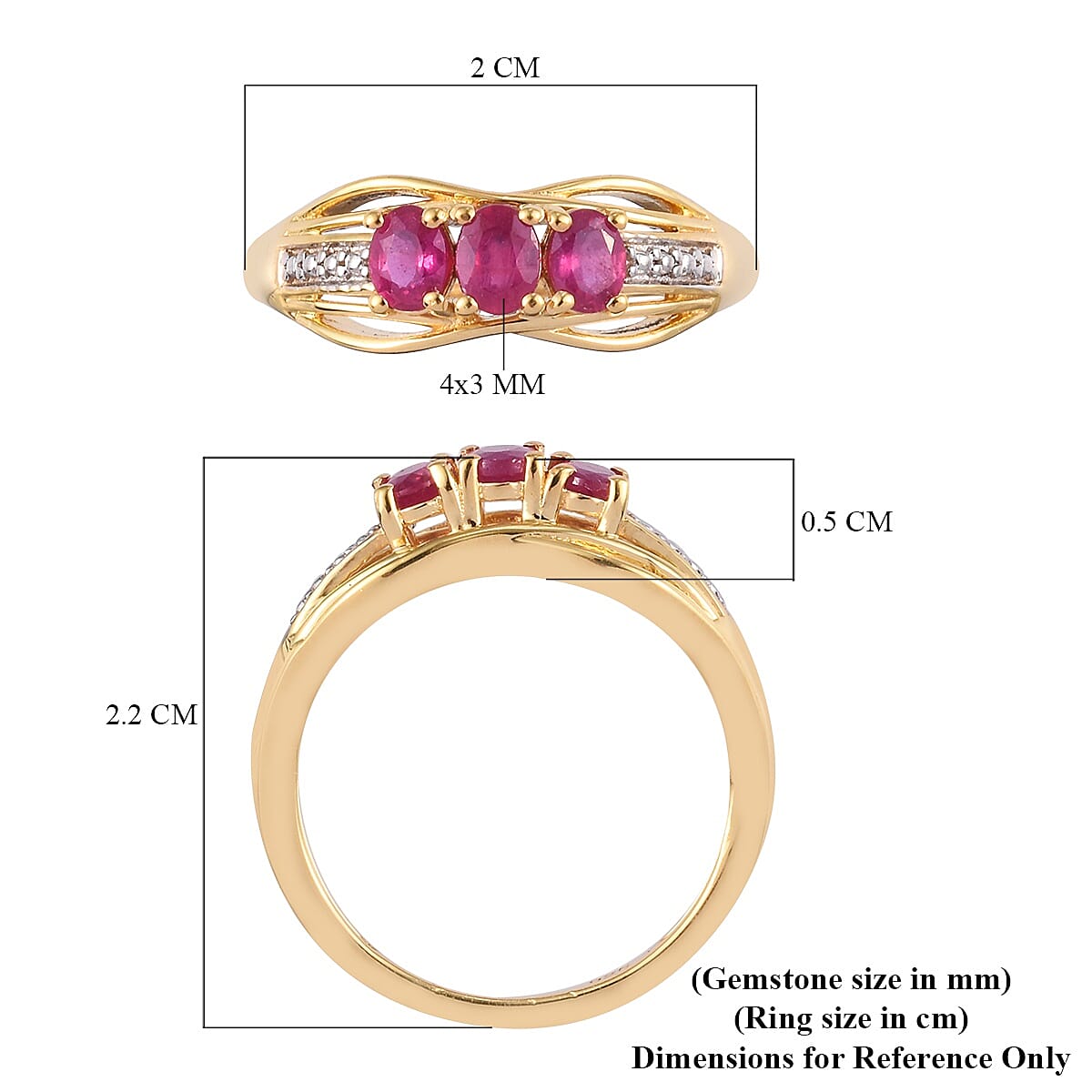 African Ruby Ring in 14K Gold and Platinum Overlay Sterling Silver