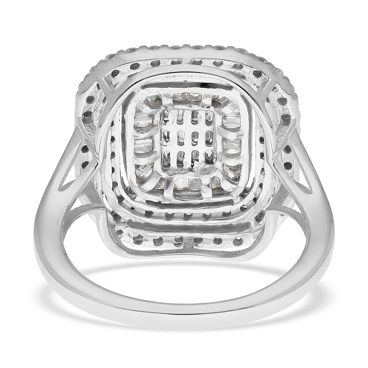 14K White Gold SGL Certified Natural Diamond (I1-I2/G-H) Cluster Ring 1.00 Ct, Gold Wt. 4.00 Gms