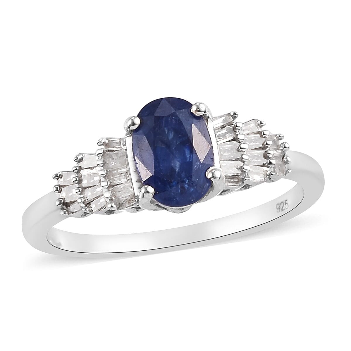 Masoala Sapphire and Diamond Ring in Platinum Overlay Sterling Silver 1.28 Ct.