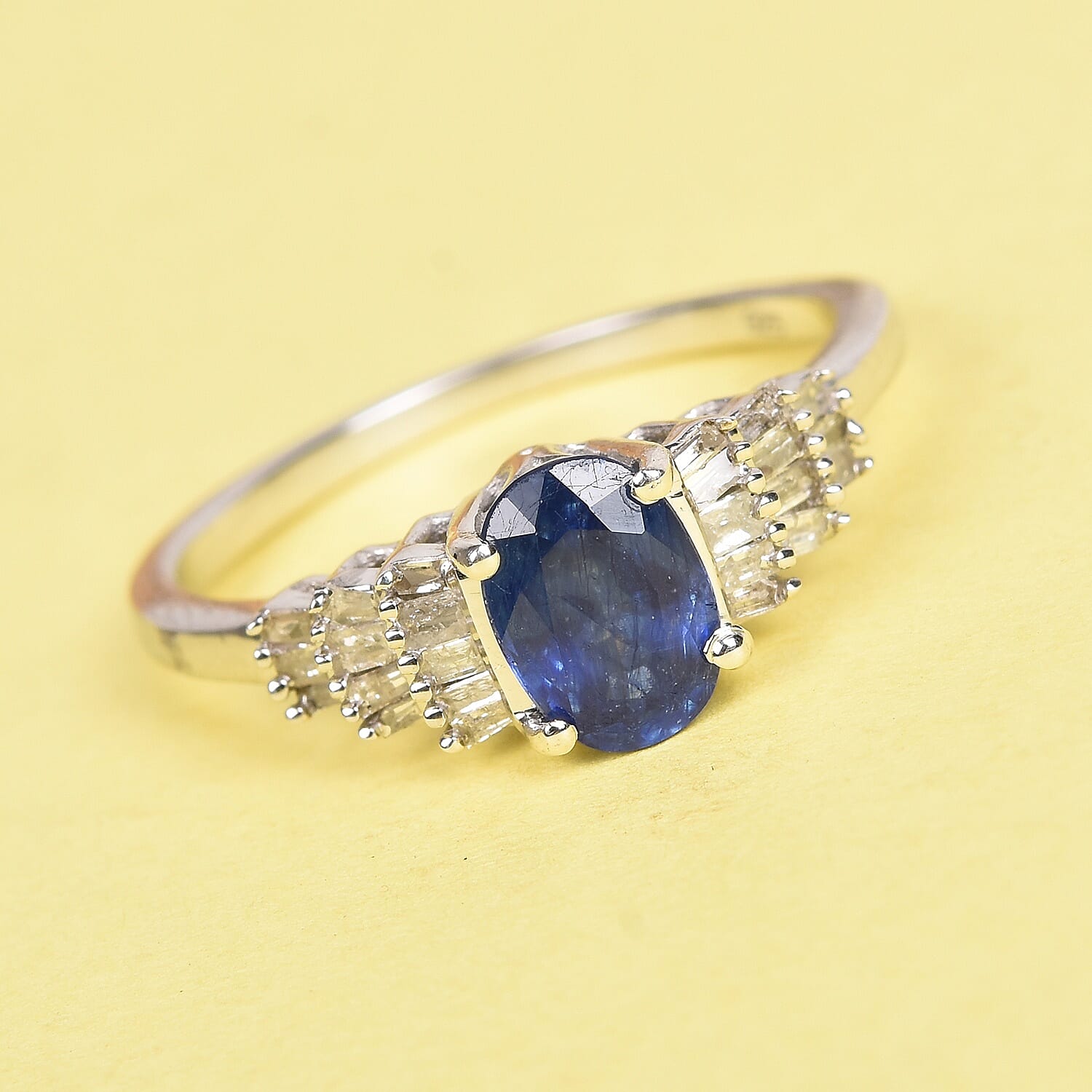 Masoala Sapphire and Diamond Ring in Platinum Overlay Sterling Silver 1.28 Ct.