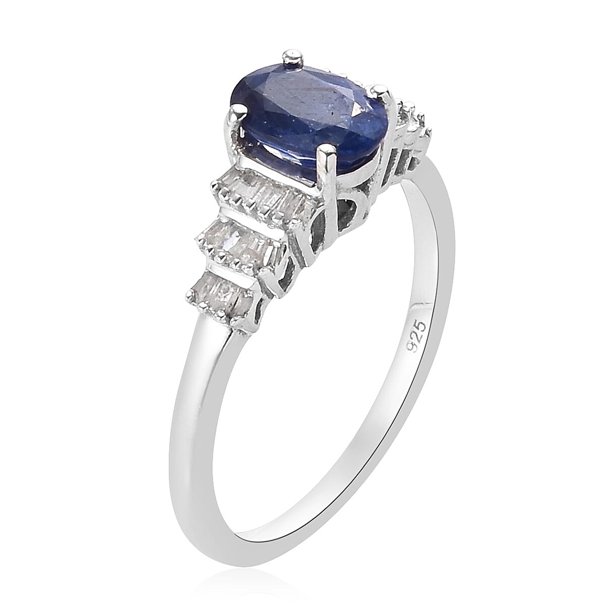 Masoala Sapphire and Diamond Ring in Platinum Overlay Sterling Silver 1.28 Ct.