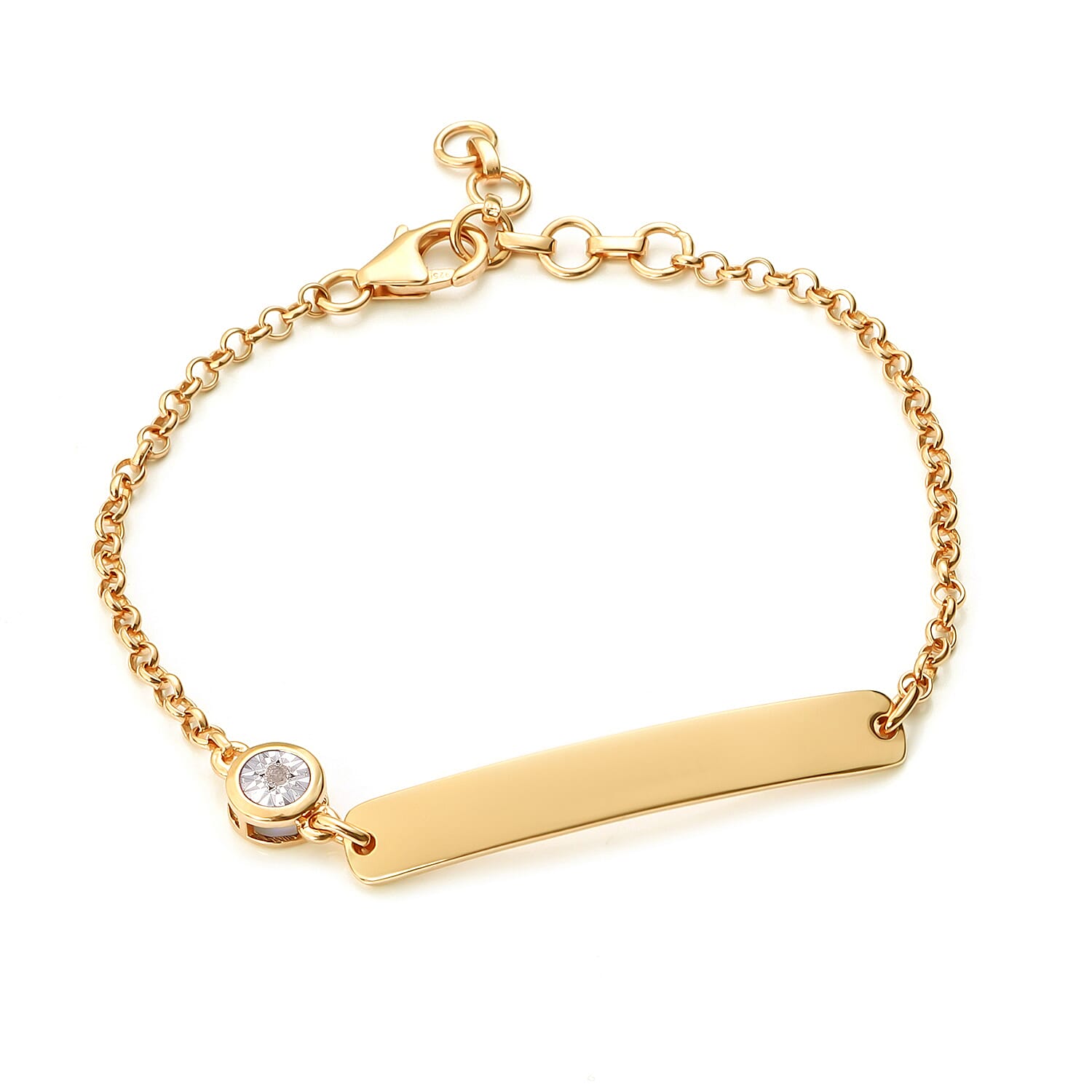 Diamond 14K Gold Overlay Sterling Silver Bracelet (Size 6)  0.015  Ct.