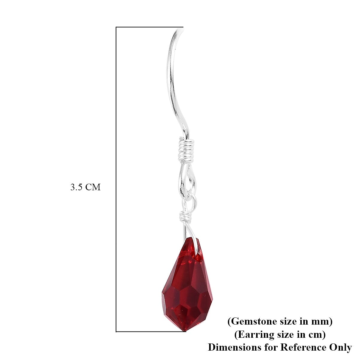 J Francis  Siam Colour Crystal Hook Earrings in Sterling Silver