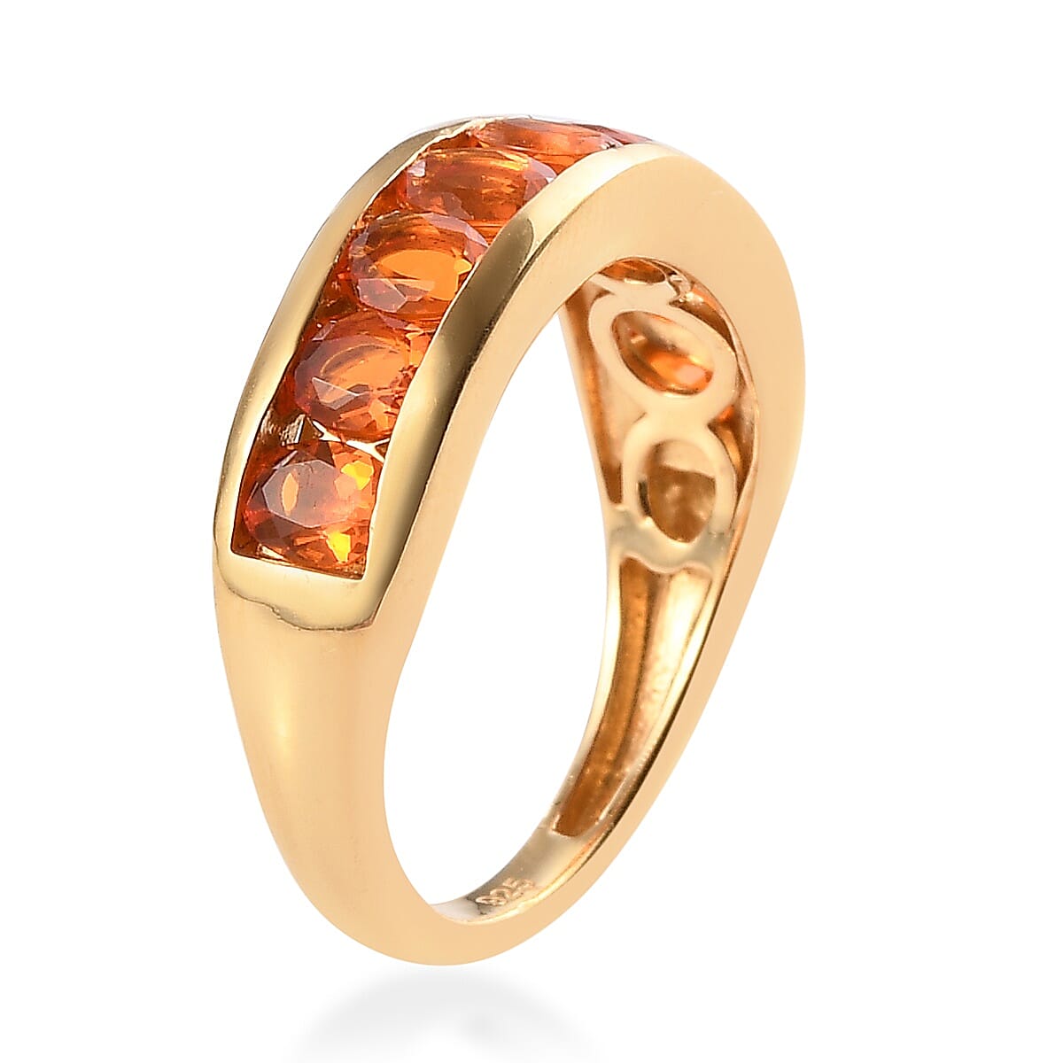 One Time Close Out Deal- Jalisco Fire Opal Half Eternity Band Ring in 14K Gold Overlay Sterling Silver 1.00 Ct.