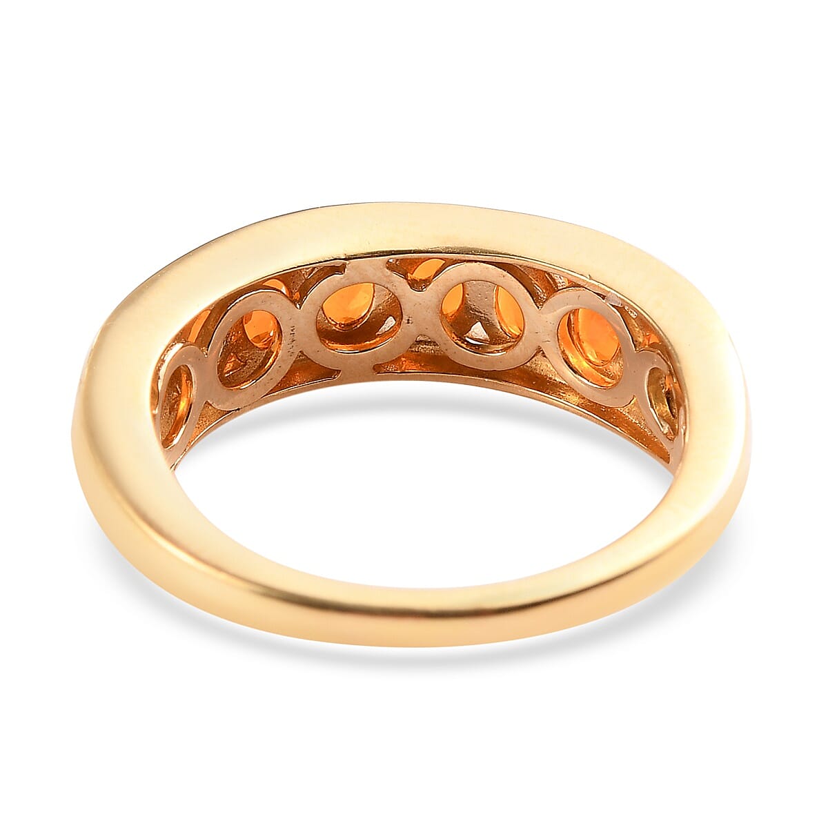 One Time Close Out Deal- Jalisco Fire Opal Half Eternity Band Ring in 14K Gold Overlay Sterling Silver 1.00 Ct.