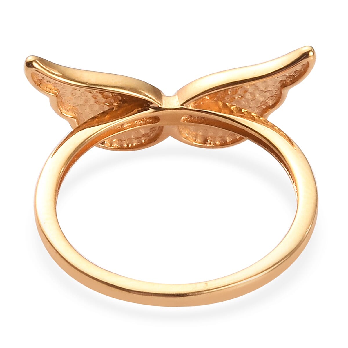 Diamond Angel Wing Ring in 14K Gold Over Sterling Silver