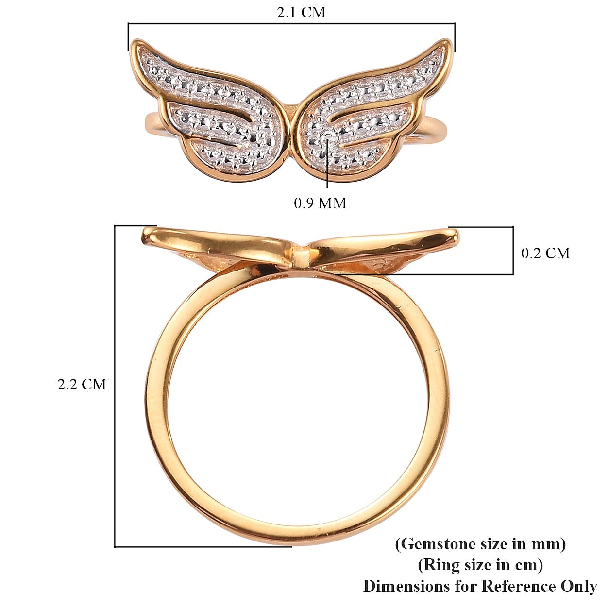 Diamond Angel Wing Ring in 14K Gold Over Sterling Silver