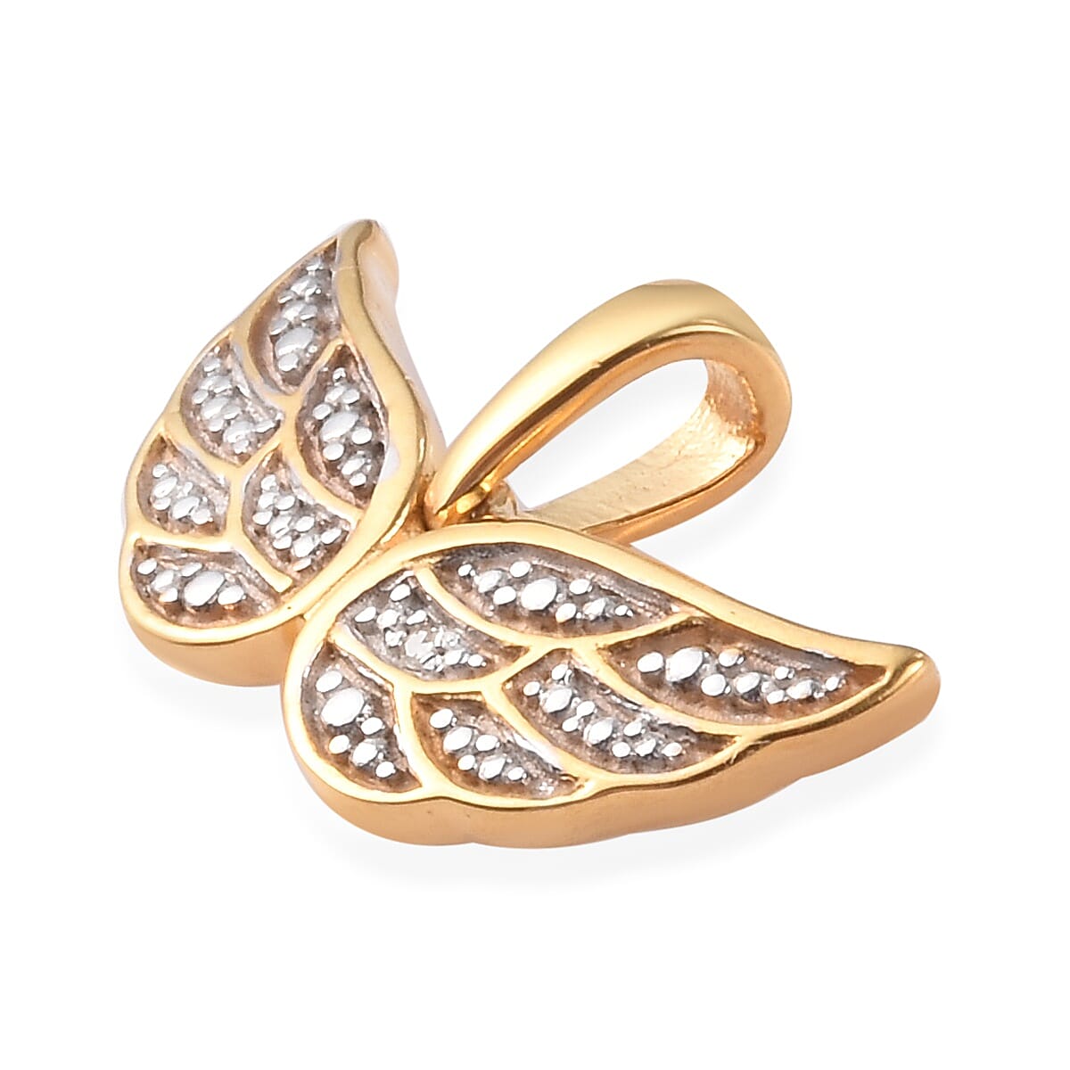 Diamond Angel Wing Pendant in 14K Gold Over Sterling Silver