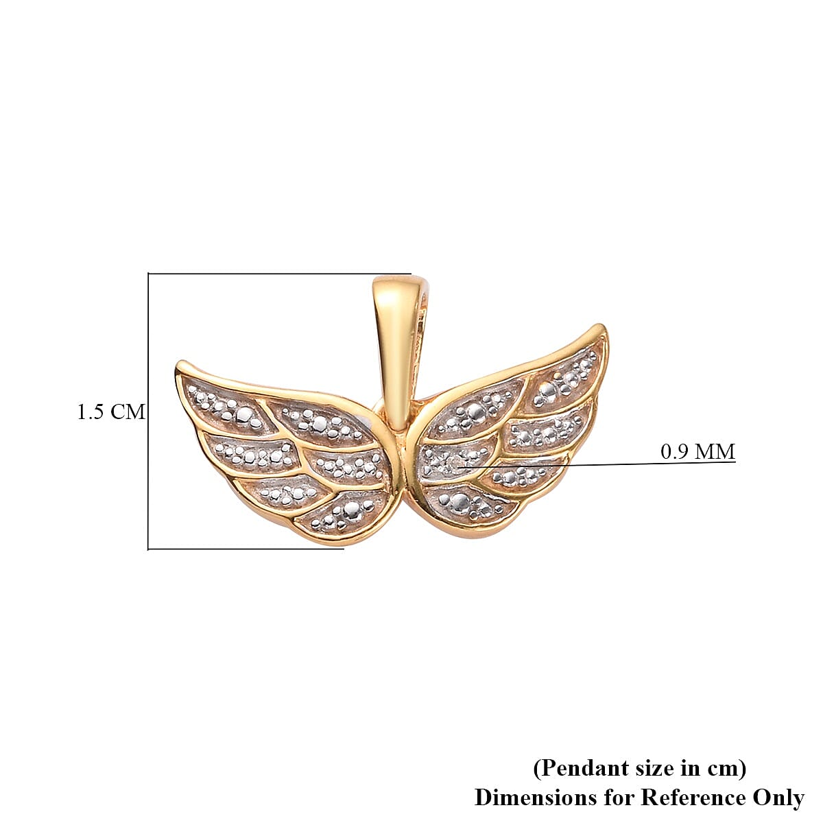 Diamond Angel Wing Pendant in 14K Gold Over Sterling Silver