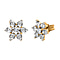 Diamond Floral Stud Earrings in 14K Gold Plated Sterling Silver