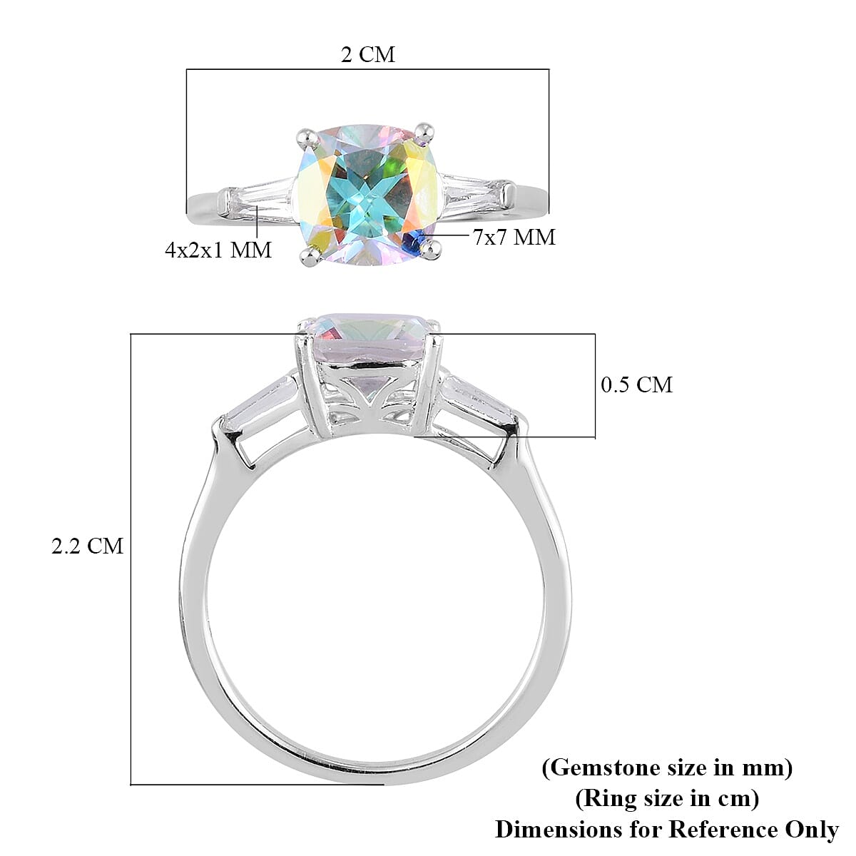 Mercury Mystic Topaz and White Topaz Ring in Platinum Overlay Sterling Silver 1.75 Ct.