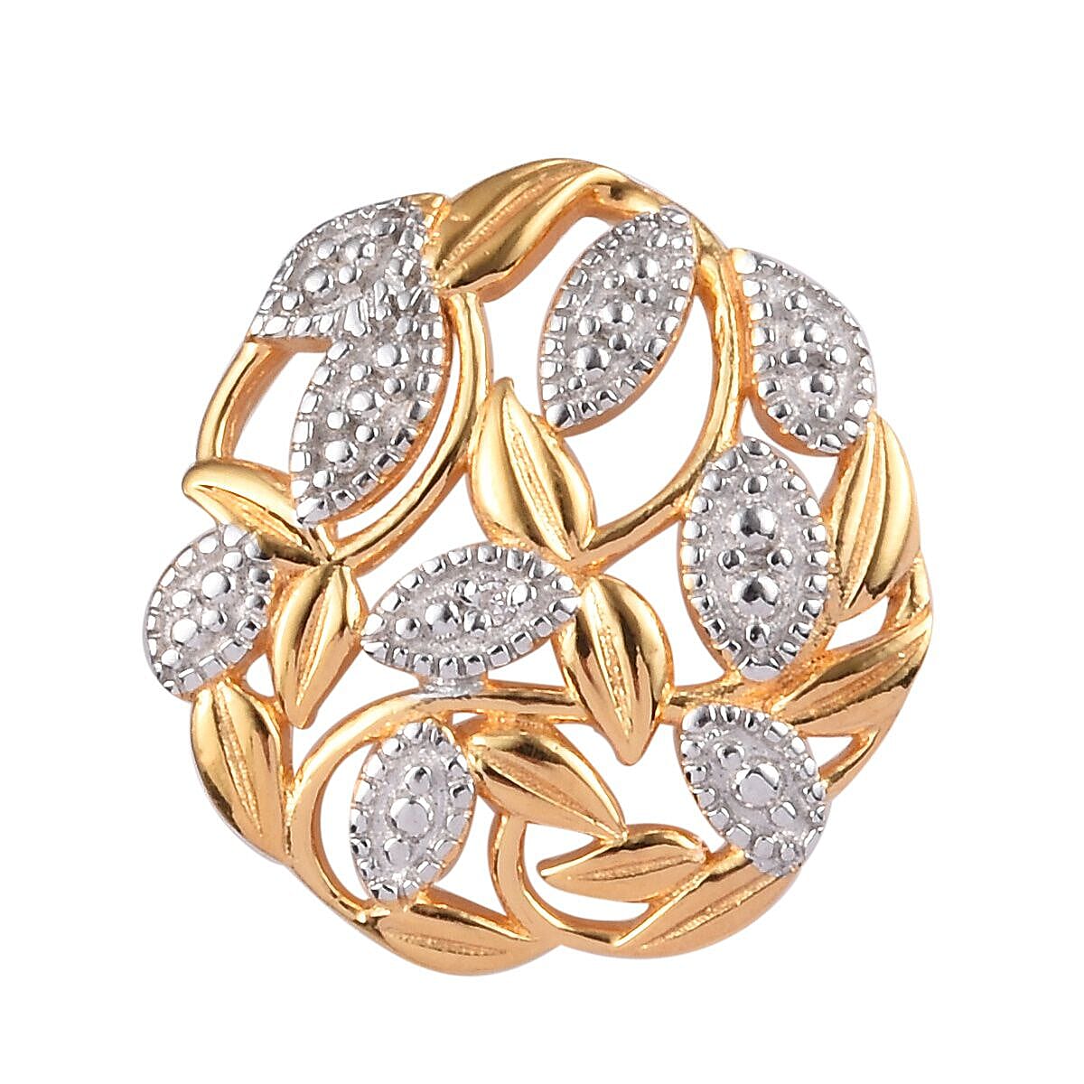 Diamond Leaf Vine Pendant in 14K Gold Overlay Sterling Silver