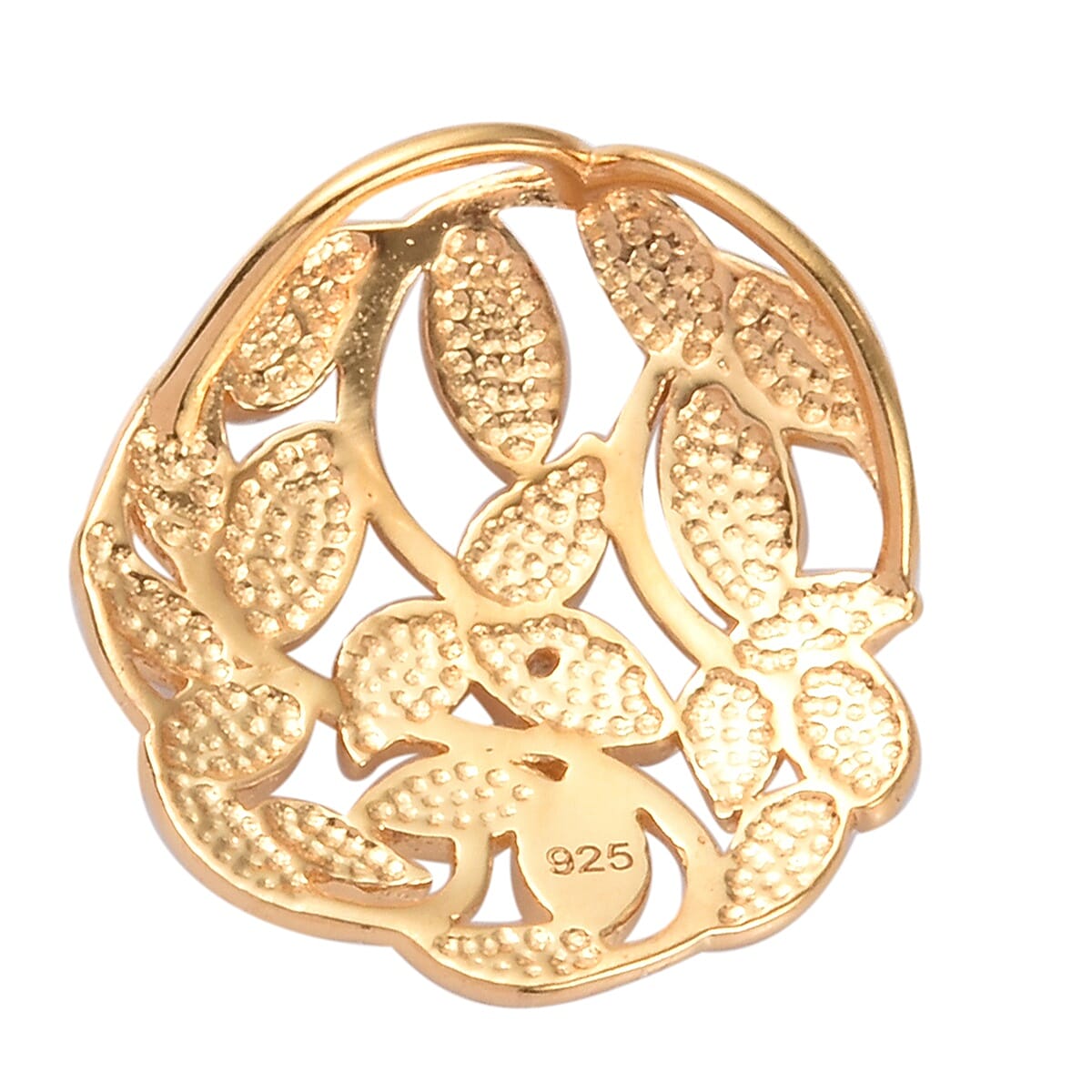 Diamond Leaf Vine Pendant in 14K Gold Overlay Sterling Silver