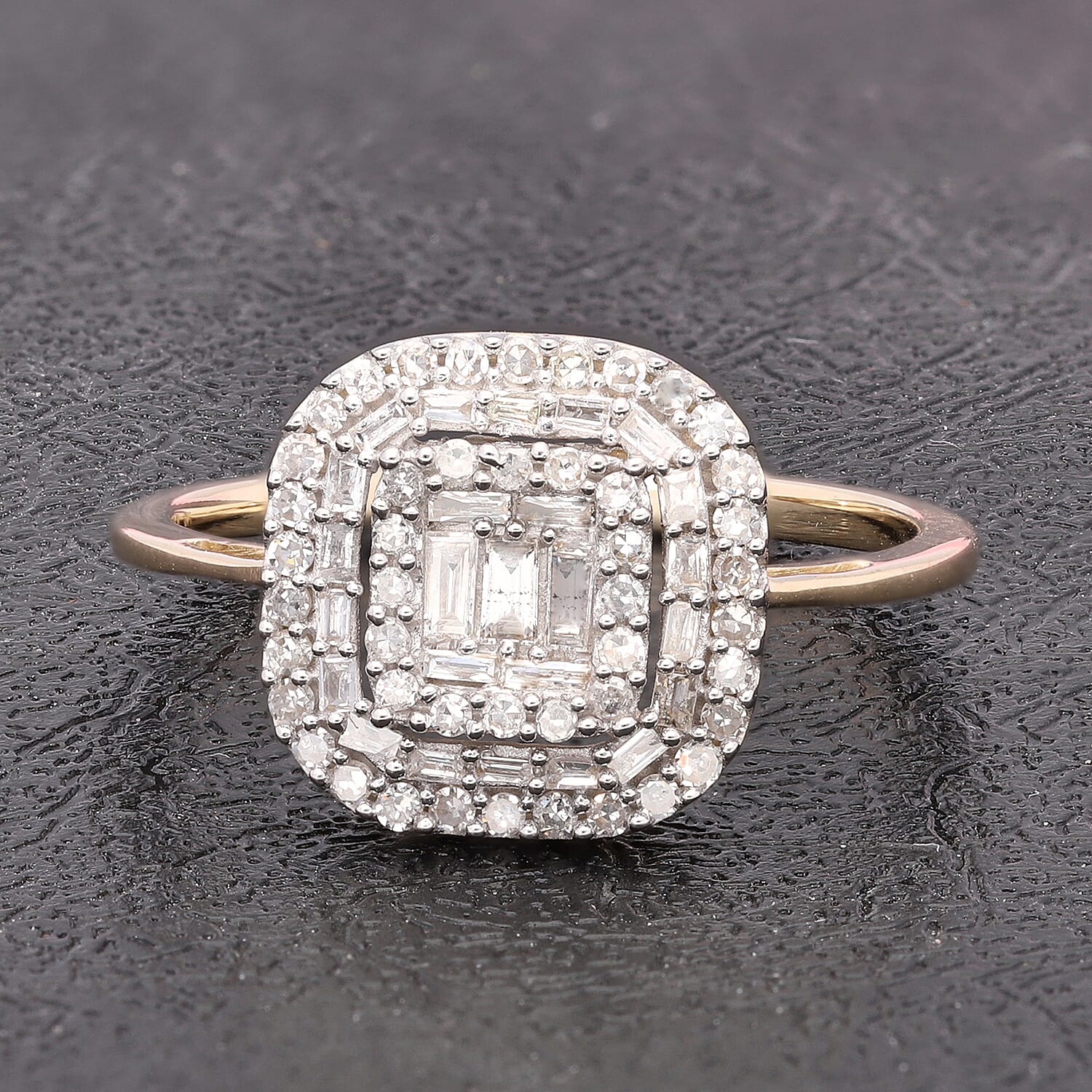 9K Yellow Gold SGL Certified Diamond (I3/G-H) Ring 0.50 Ct.