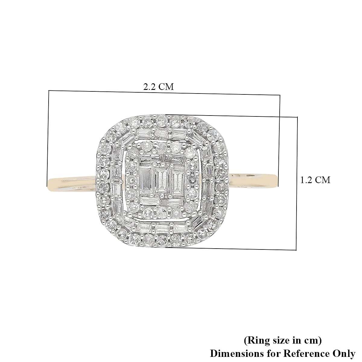 9K Yellow Gold SGL Certified Diamond (I3/G-H) Ring 0.50 Ct.