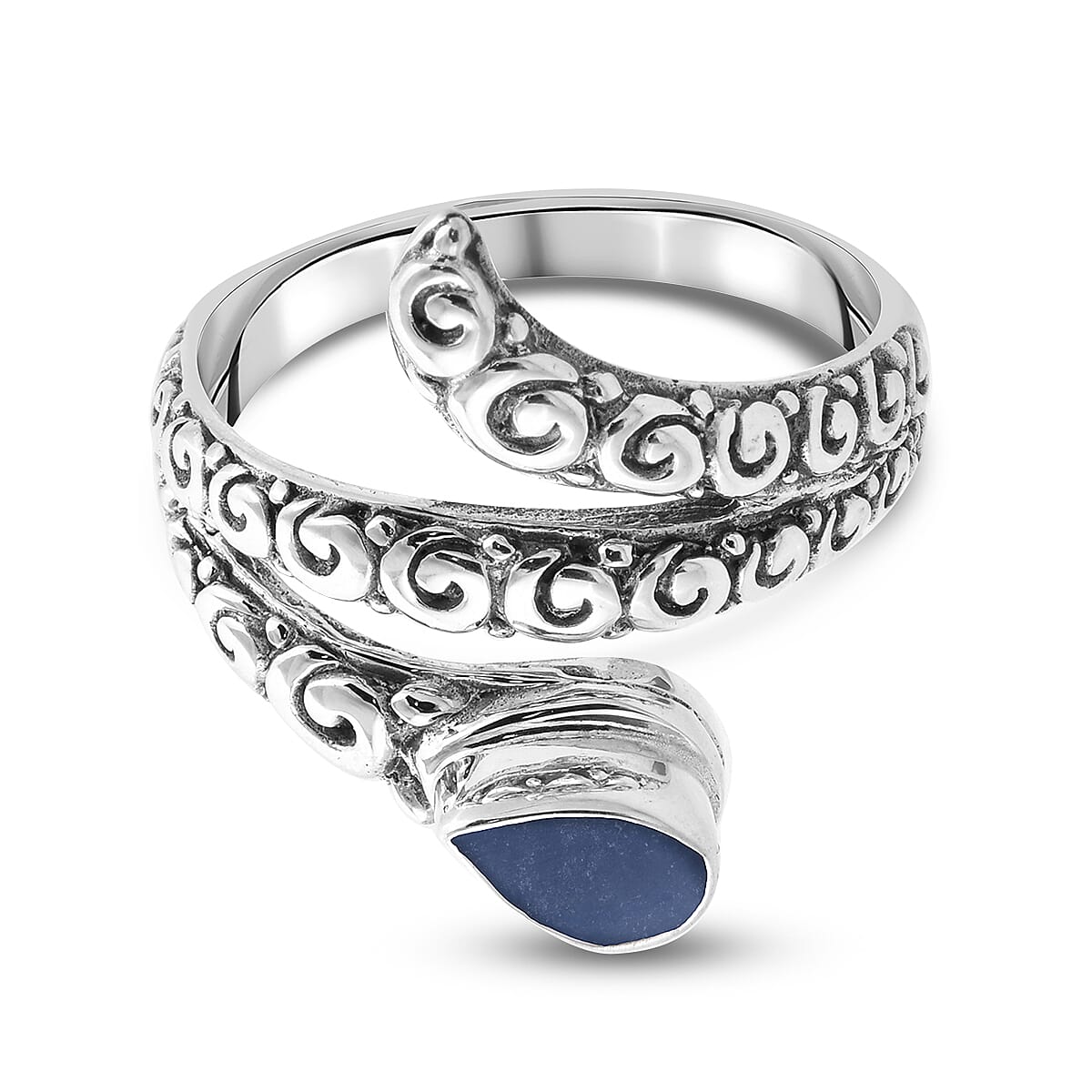 Royal Bali Collection - Peruvian Blue Opal Ring in Sterling Silver 1.37 Ct, Silver wt 5.00 Gms