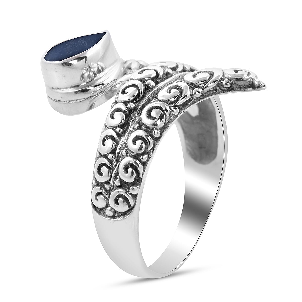 Royal Bali Collection - Peruvian Blue Opal Ring in Sterling Silver 1.37 Ct, Silver wt 5.00 Gms