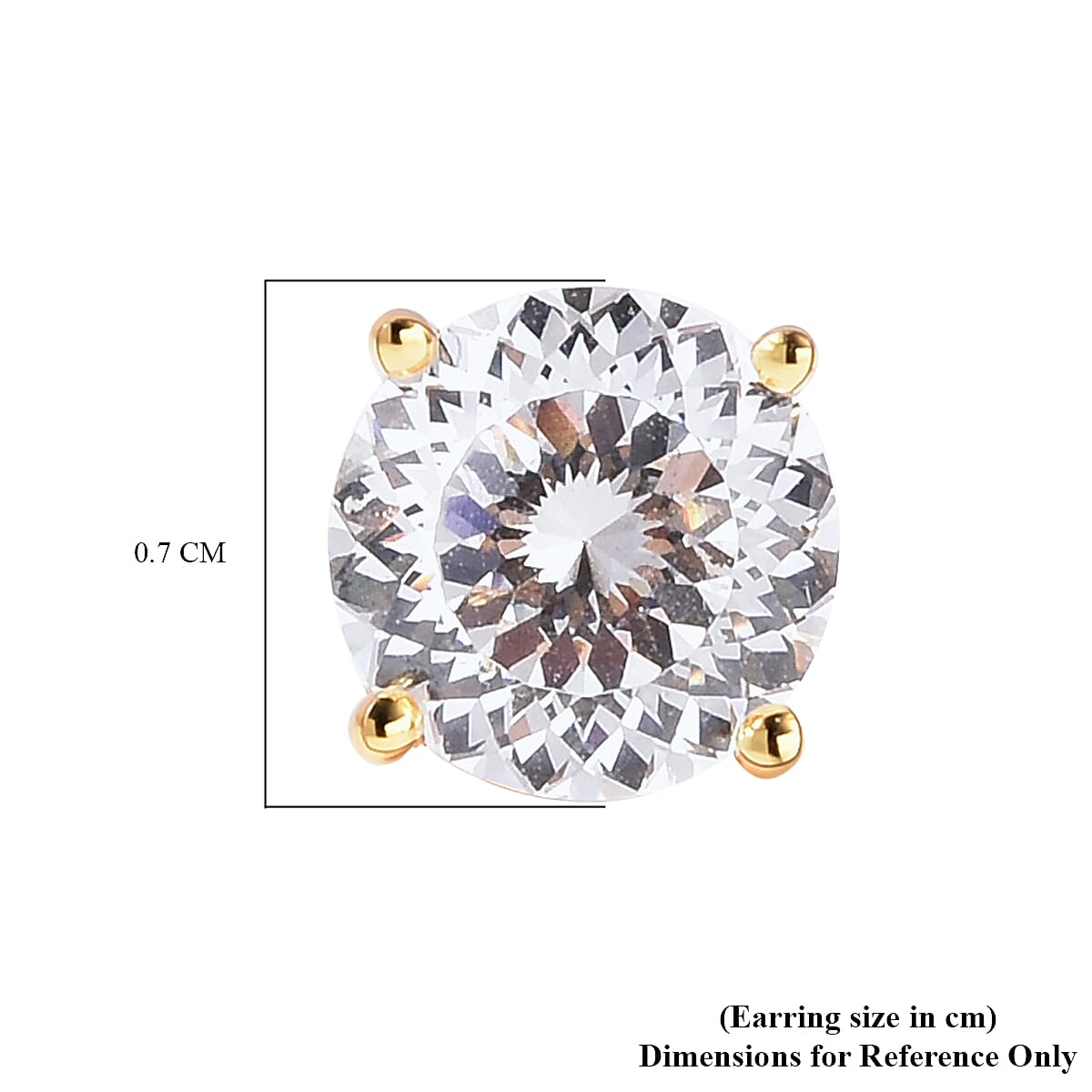 TJC Launch- AAAA Radiant Cut Simulated Diamond Stud Earrings (with Push Back) in Yellow Gold Overlay Sterling Silver