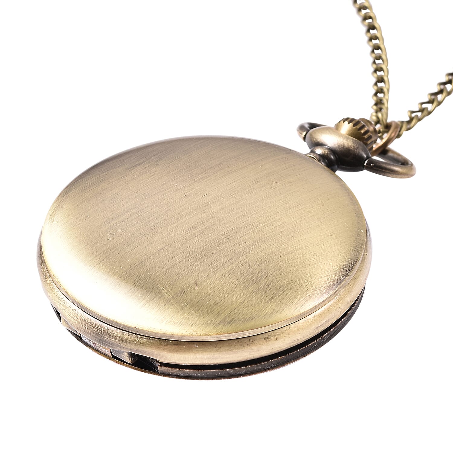 STRADA Japanese Movement Eiffel Tower Pattern Pocket Watch with Chain (Size 31) in Antique Bronze Tone