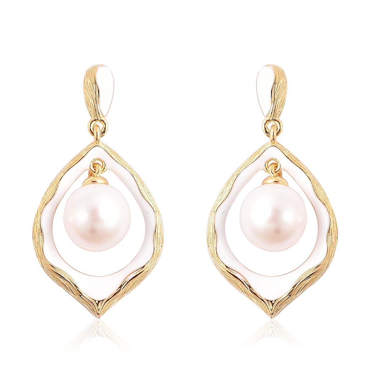 Edison Pearl Drop Earrings in Yellow Gold Overlay Sterling Silver