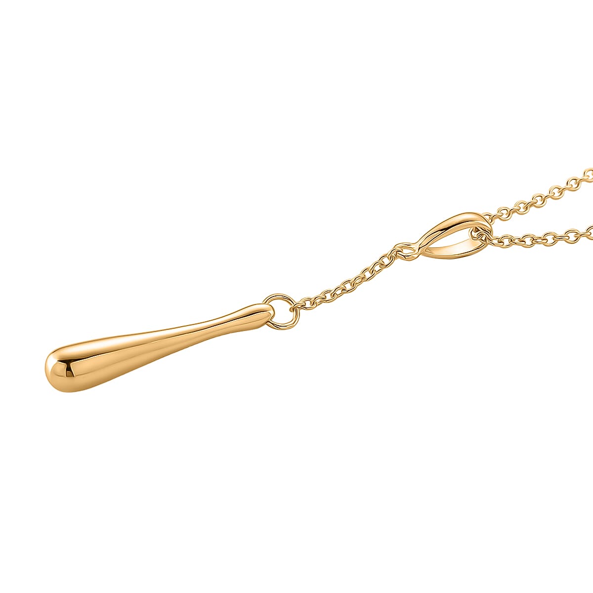 LucyQ Flexible Single Drip Pendant with Chain(Size 18-24) in 18K Vermeil Yellow Gold Plated Sterling Silver