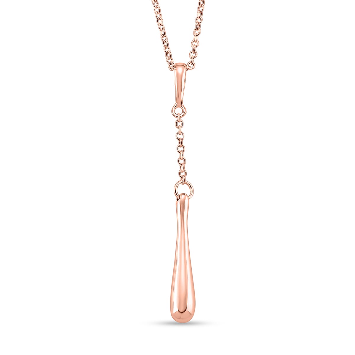 LucyQ Flexible Single Drip Pendant with Chain(Size 18-24) in 18K Vermeil Rose Gold Plated Sterling Silver