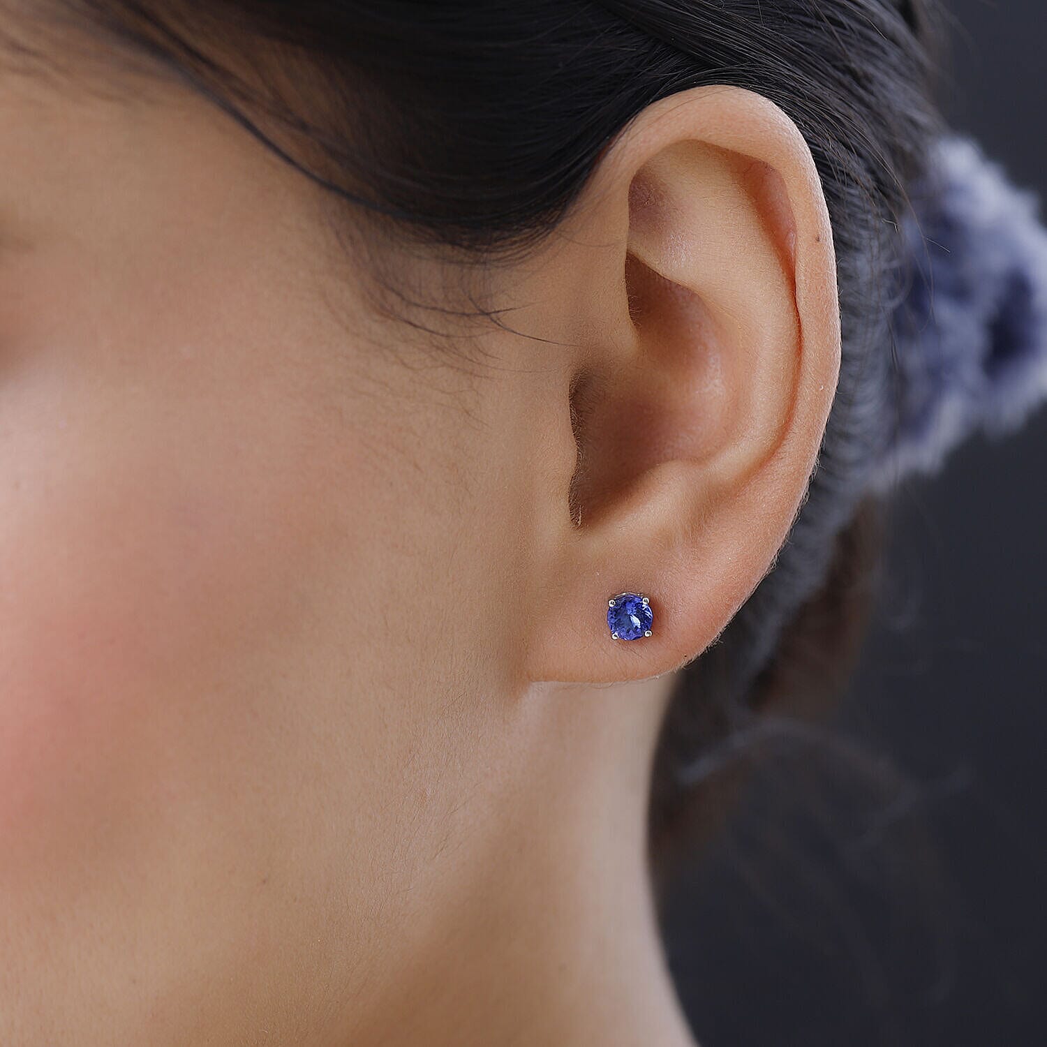 RHAPSODY 950 Platinum AAAA Tanzanite Stud Earrings (with Screw Back) 1.08 Ct.