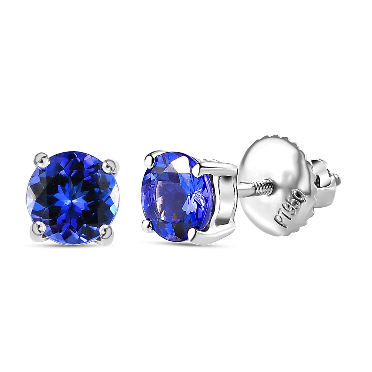 RHAPSODY 950 Platinum AAAA Tanzanite Stud Earrings (with Screw Back) 1.08 Ct.