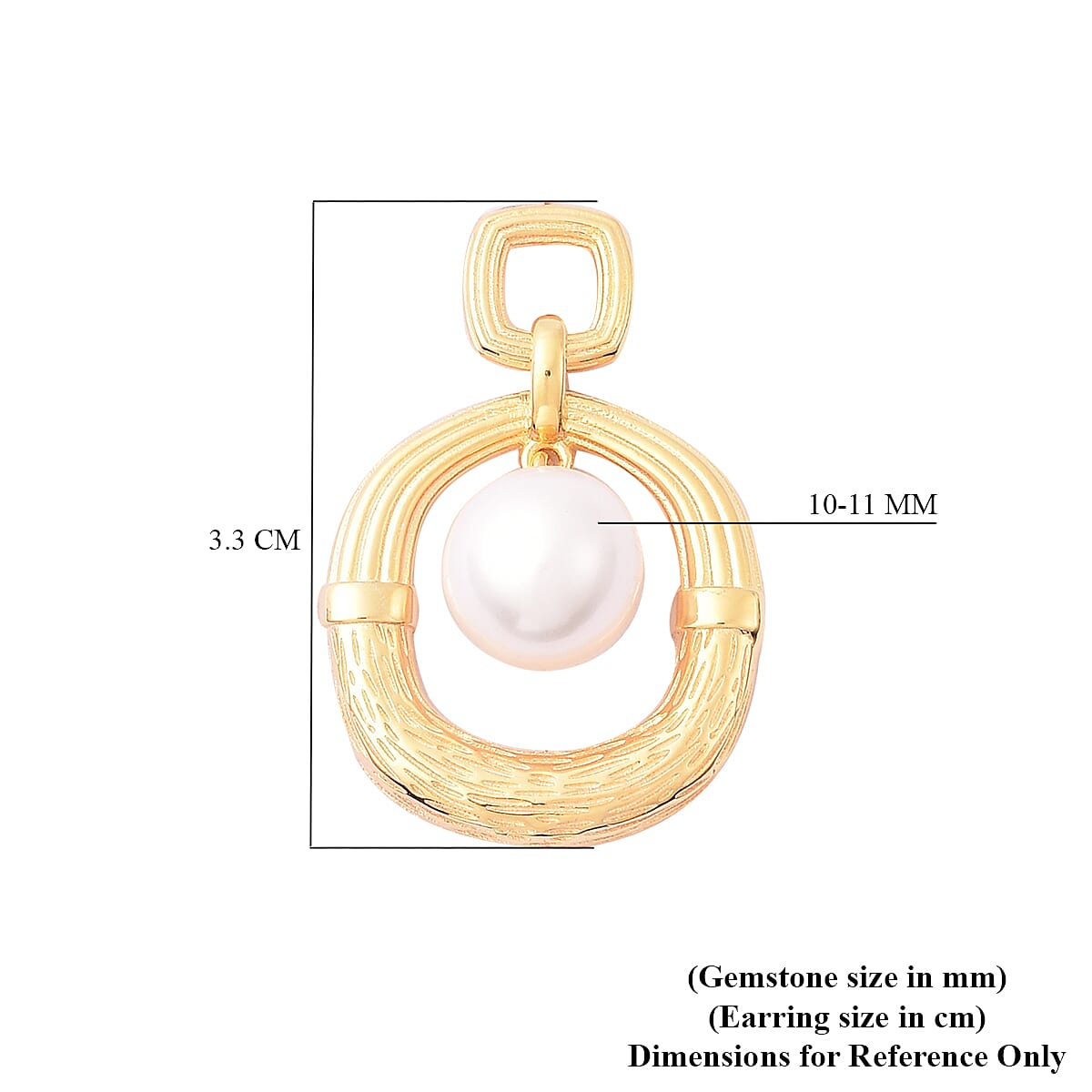 Edison Pearl Earrings in Yellow Gold Overlay Sterling Silver, Silver wt 6.92 Gms