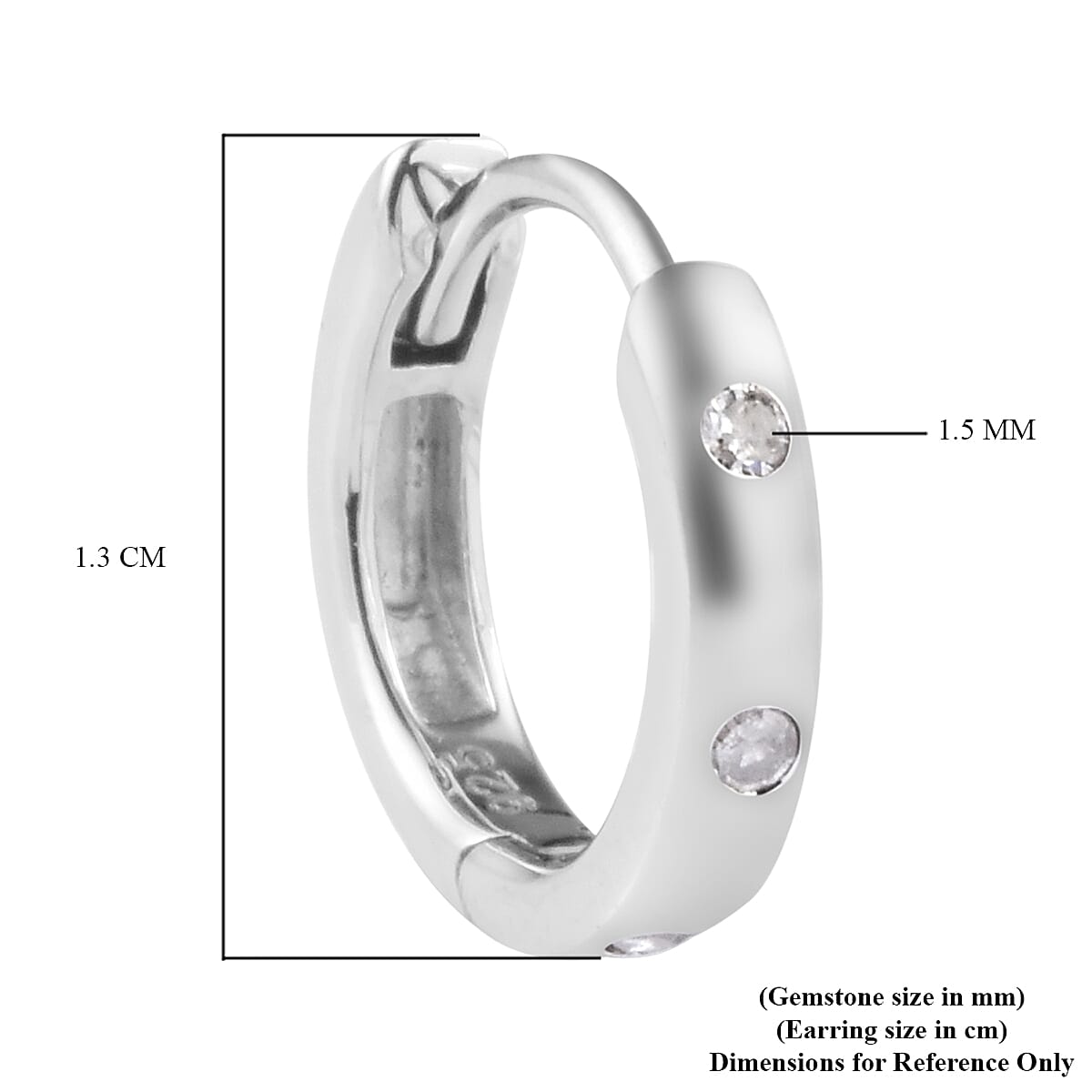 Diamond Huggie Hoop Earrings (with Clasp) Platinum Overlay Sterling Silver 0.10 Ct.