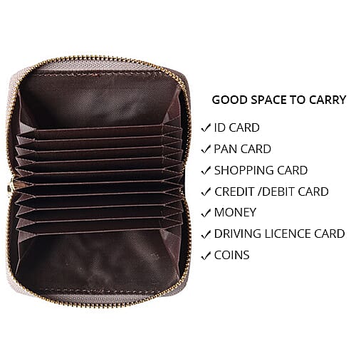 Sencillez - Leopard Print Genuine Leather Clutch Wallet with Card Holder and Zipper Closure (Size 11x2x7cm) - Grey