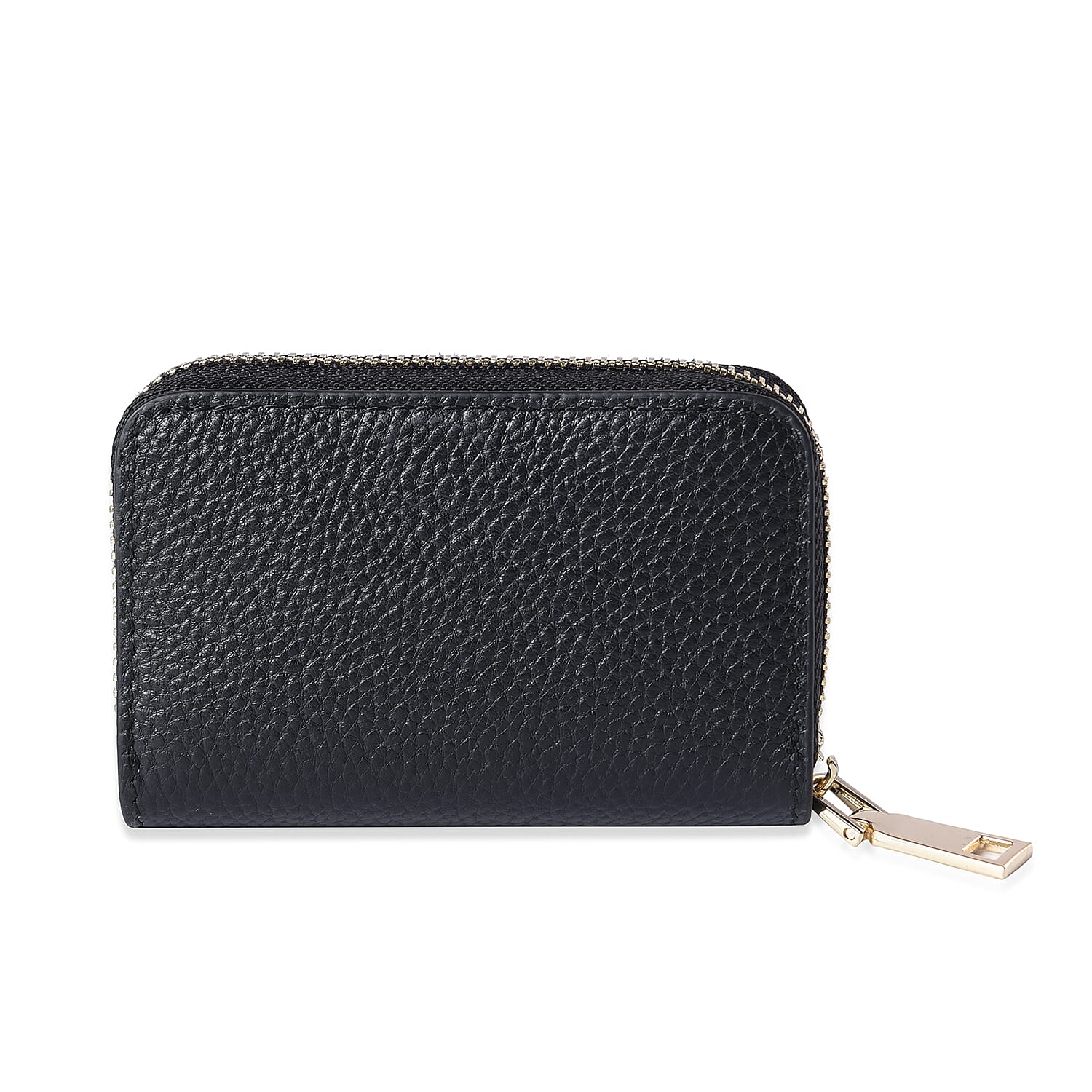 Sencillez - Genuine Leather Card Holder RFID Wallet with Zipper Closure (Size 11x2x7cm) - Black
