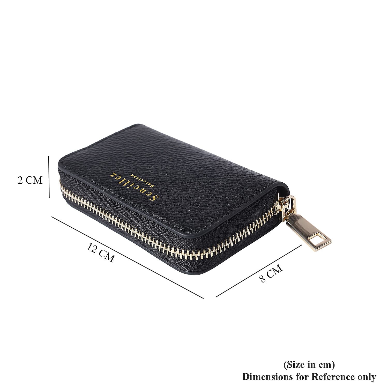 Sencillez - Genuine Leather Card Holder RFID Wallet with Zipper Closure (Size 11x2x7cm) - Black